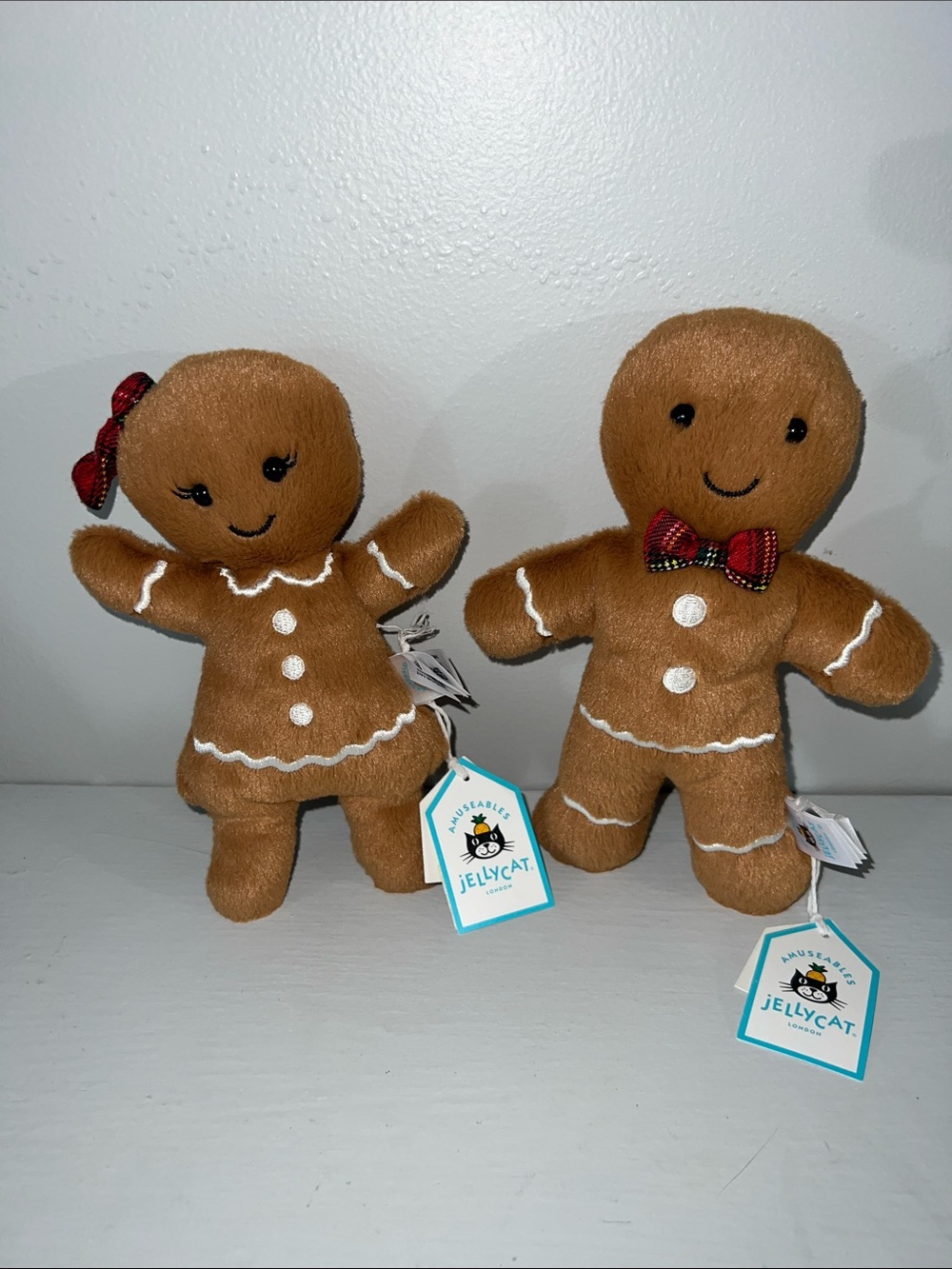 Jellycat jolly gingerbread Ruby and original Jolly gingerbread Fred. (Retired)